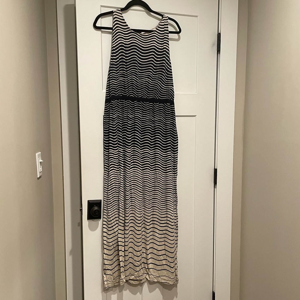 LOFT maxi dress XXL navy blue stripe